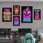 Arte Neon Happy Gaming Zone Games Room Póster Impresión Pintura Pintura Arte de pared de la oficina para niños Decoración del hogar sin LED