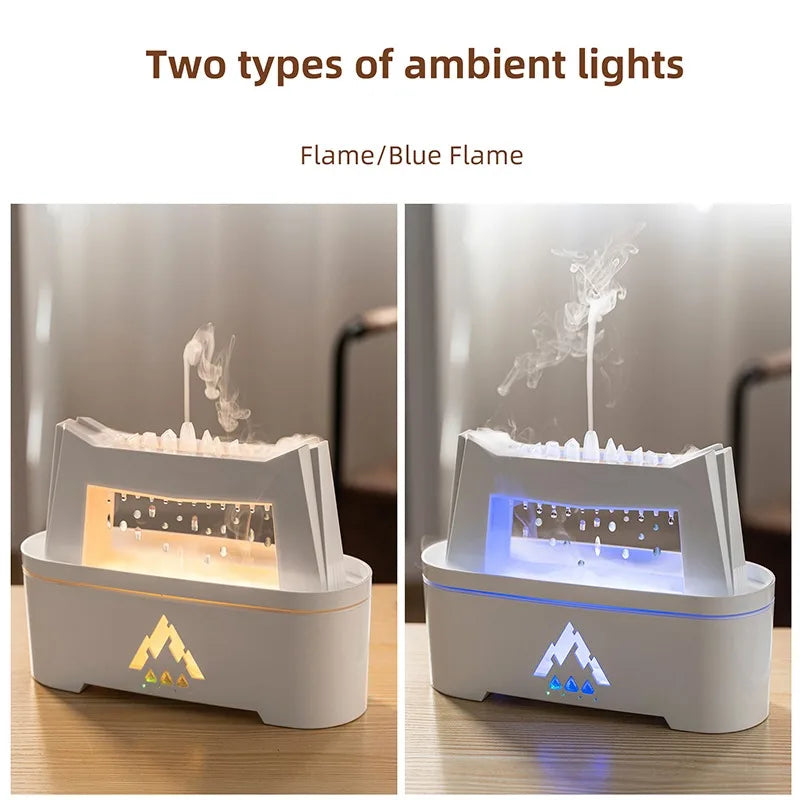 300ML Rain Cloud Aromatherapy Air Humidifier with Fire FlameLamp Ultrasonic Fragrance Mist Maker Essential Oil Aroma Diffuser