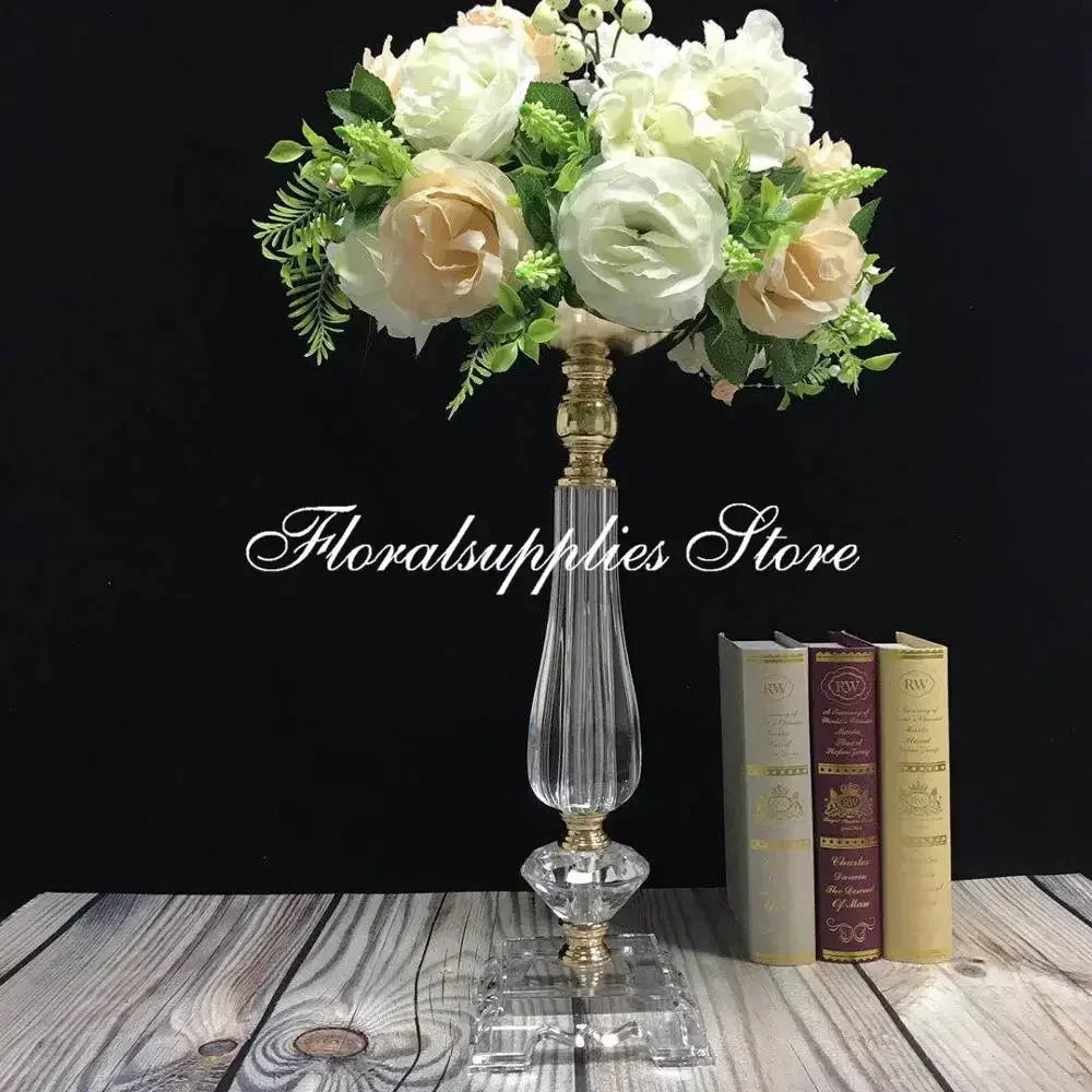 Tall Acrylic Flower Stand Crystal Centerpiece for Wedding Clear Floral Vase Candle Holder Marriage Display Decor