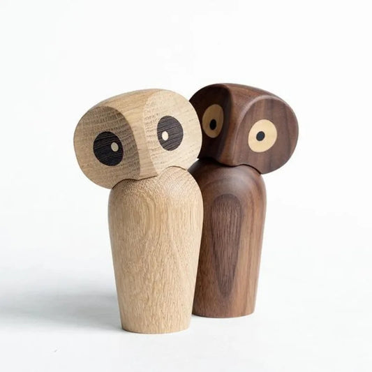 1PC Wood Owl Ornament Gift Creative Home Decoration Accessories Decor Figurine Modern Miniature Figurines