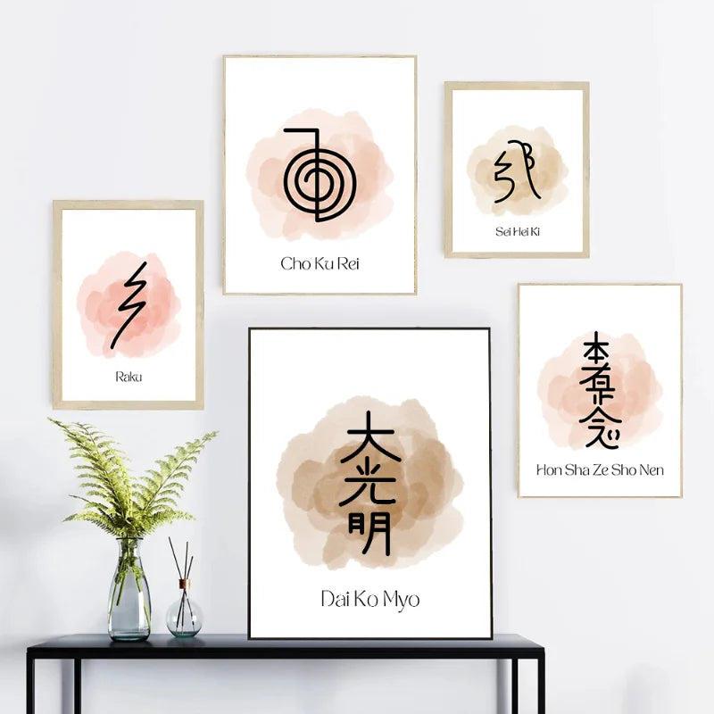 Simboli del Reiki Nordic Poster Poster Inspirazione Meditazione spirituale tela dipinta moderna immagine da parete per soggiorno decorazioni per la casa