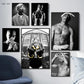 Rapper Tupac Poster Hip Hop Sänger 2pac Canvas Print Gemälde Rap Legende Schwarz -Weiß -Wandkunst Bilder Hauszimmer Dekoration