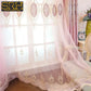 European High-end Chenille Curtains for Living Room Bedroom Window Valance Embroidery Fresh Pink Decor Custom Elegant Lace Tulle