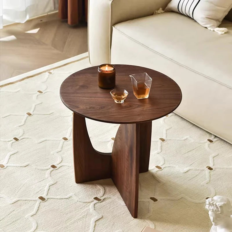 Wooden Round Side Table Living Room Coffee Corner Floor Side Table Hallway Low Tea Table Basse De Salon Japandi Style Furniture