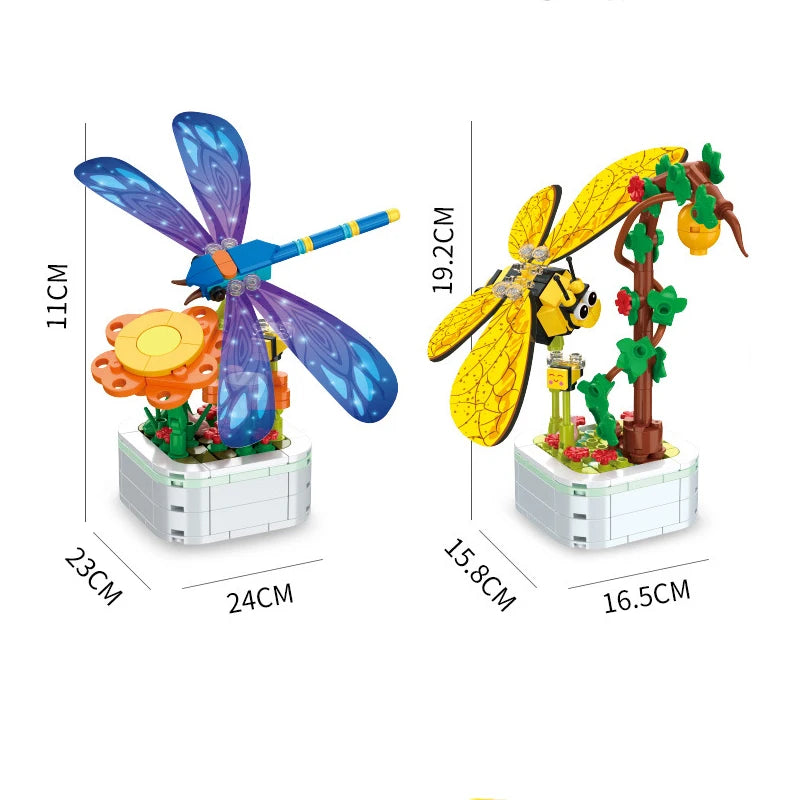 مدينة الإبداعية مقلد الحشرات مقلد زهرة بونساي مكتب ديكور المنزل اللبنات الطوب اللعب الهدايا