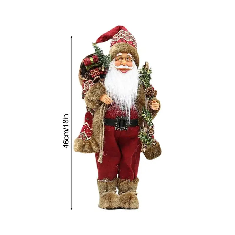 Santa Claus Action Figures 18 Inch Standing Santa Claus Figurines Doll With Bag Santa Claus Decorations Christmas Decorations