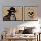 Skull Hat Man Sketch Writing Painting Pintura Vintage Arte da parede Poster Print Retro Old Pictures Para Decoração de casa da sala Cuadros