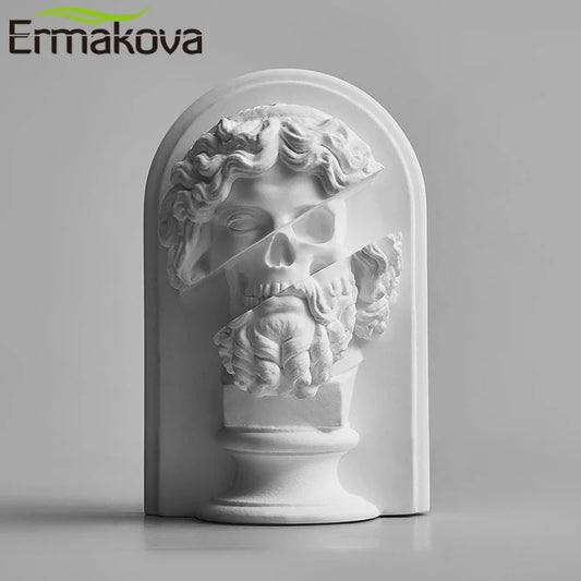 Escultura da cabeça de ermakova zeus dividindo o deus grego com crânio escondido estátua grega estátua vintage figuras colecionáveis ​​góticas