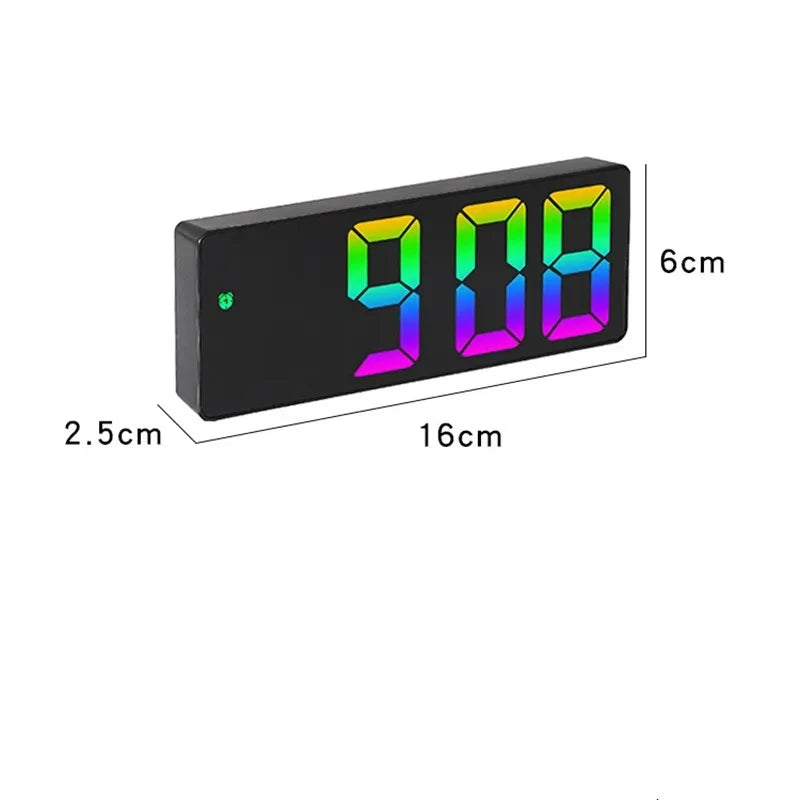 Acryl/Spiegel digitaler Wecker Sprachsteuerung Bunte Schriftart Nachtmodus Tischuhr Snooze 12/24h elektronische LED -Uhren