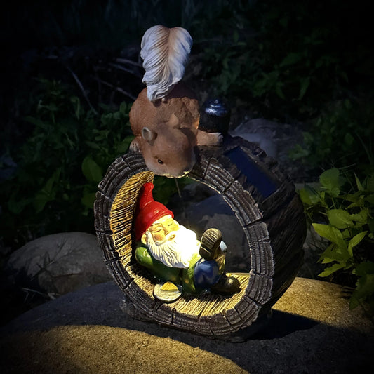 Lâmpada de estátua solar ao ar livre resina SQUIRREL ELF MODELAÇÃO Lâmpada de jardim Decorativa Jardim leve Luz Luz de gramado