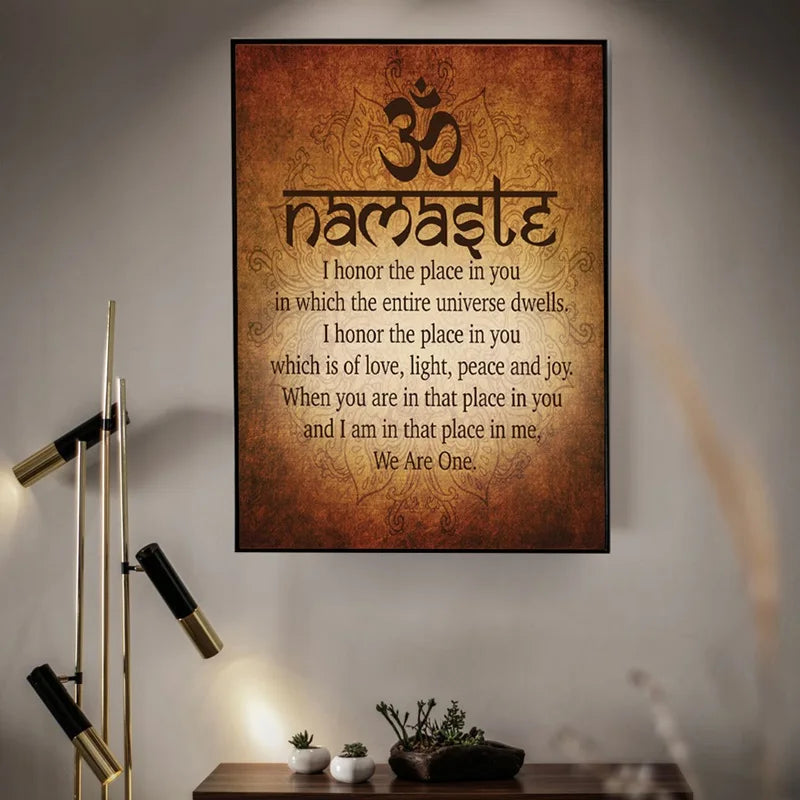 Namaste Buddhist Inspirierende Motivation Spirituelle Yoga Zitatabdrücke und Plakate Leinwand Malerei Wandkunst Bilder Home Decor