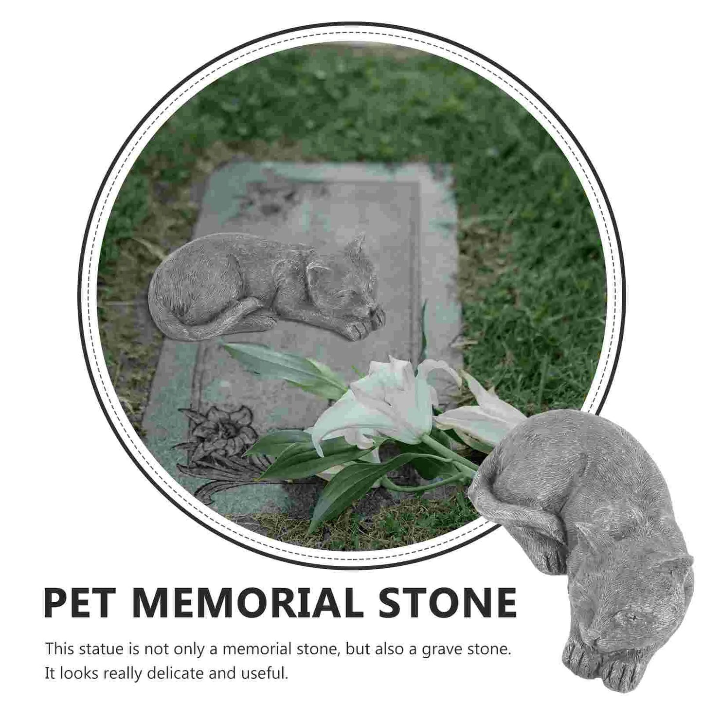 Pet Memorial Statue Tribute Stone for Garden Yard Decor Animal Statute Ornament Gifts Resin Headstones Outdoor Grave