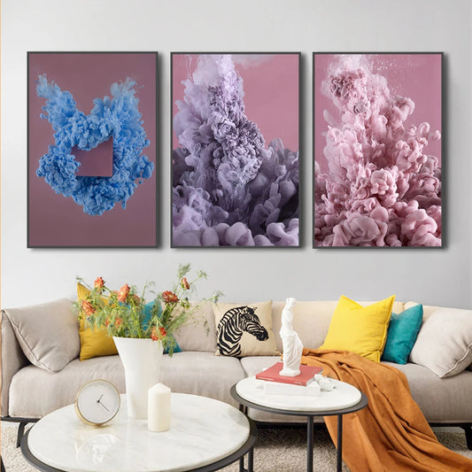 Abstract Fluid Pink Blue Art Poster Prints Modern Visual Photography Canvas Painting Picture For Living Room Home Decoration