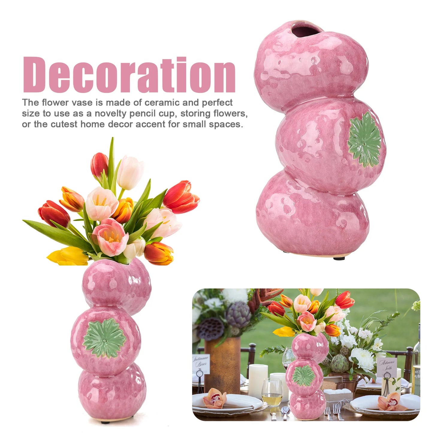 Strawberry Vase Decoration Creative Decorative Ceramic Artificial Fruit Ornament Plant Flower Arrangement Pot Desktop Home Decor