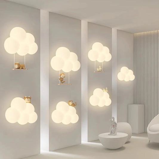 Lámparas de pared de la habitación para niños minimalistas lámparas de nube de conejo lindas led de princesa de princesa