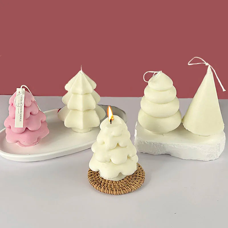 Christmas Tree Silicone Mold 2023 DIY Scented Candle Aromath Soap Plaster Resin Baking Mould Holiday Gifts Home Decor Crafts