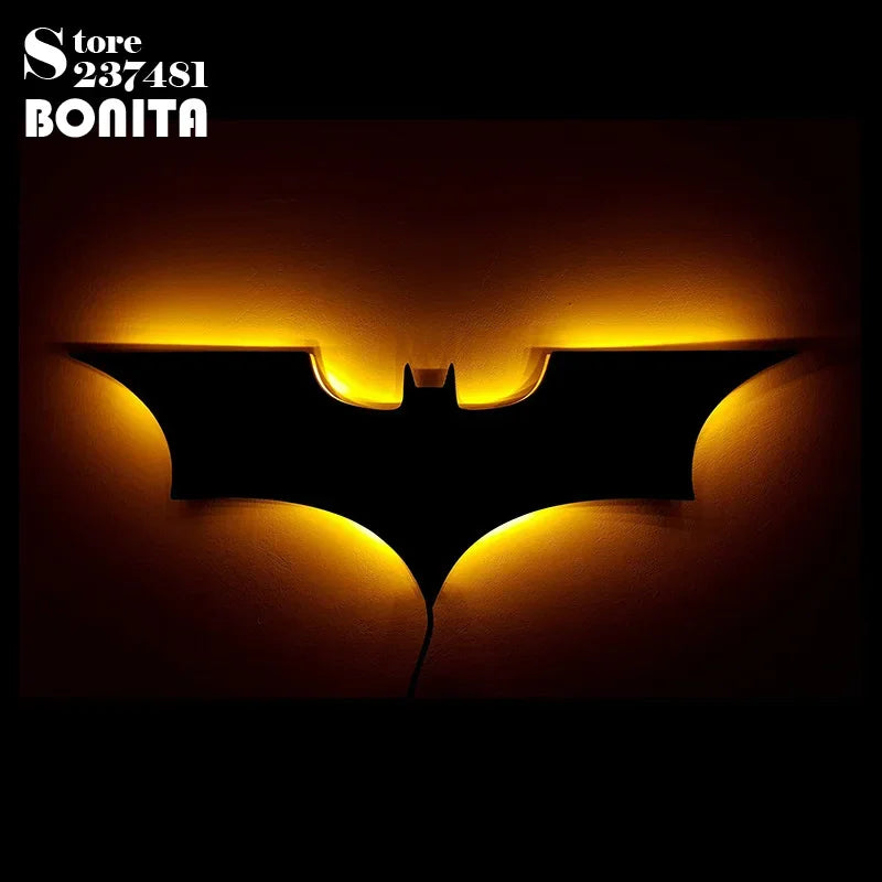 Super legal 3D LED Night Light Bat Animal Bedside Gaming Room Bar Lâmpada de parede Lâmpada de super -herói atmosfera de parede Luz de parede USB