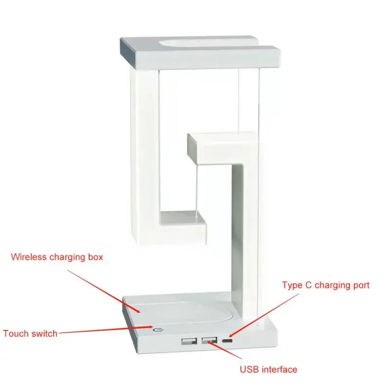 Suspender a luz de mesa de carregamento sem fio da luz anti-gravidade