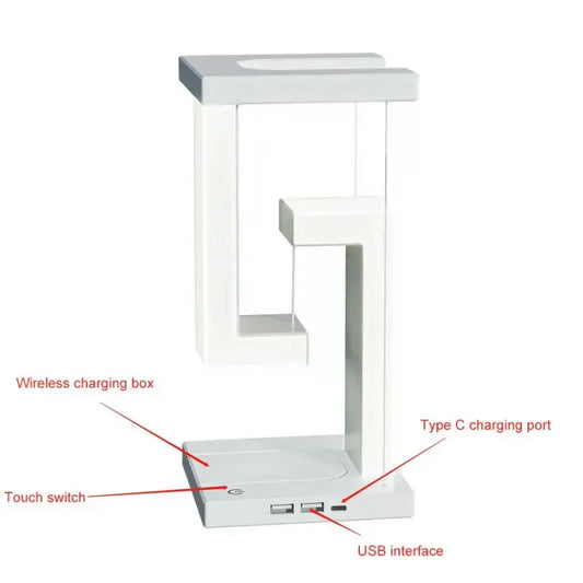 Suspender a luz de mesa de carregamento sem fio da luz anti-gravidade