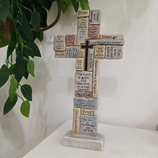 New Resin Prayer Cross Statue Craft Decoration Sculpture Home Interior Scene Church Decoration Wall Hanging Decoration Party