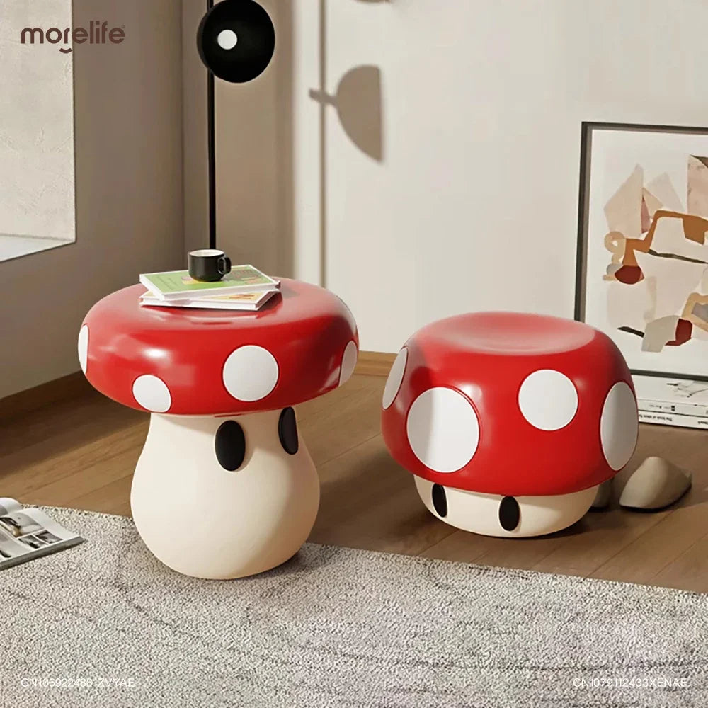 Creative Kawaii Mushroom Cute Small Stool Living Room Shoe Changing Stool Resin Small Short Coffee Table Stool Home Furniture