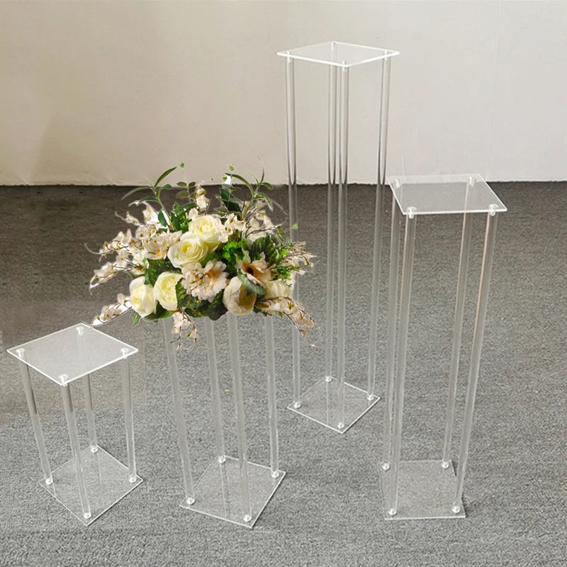 Clear Square Acrylic Artificial Flower Stand Display Stand Dessert Table Wedding Centerpieces for Tables Birthday Party Decor