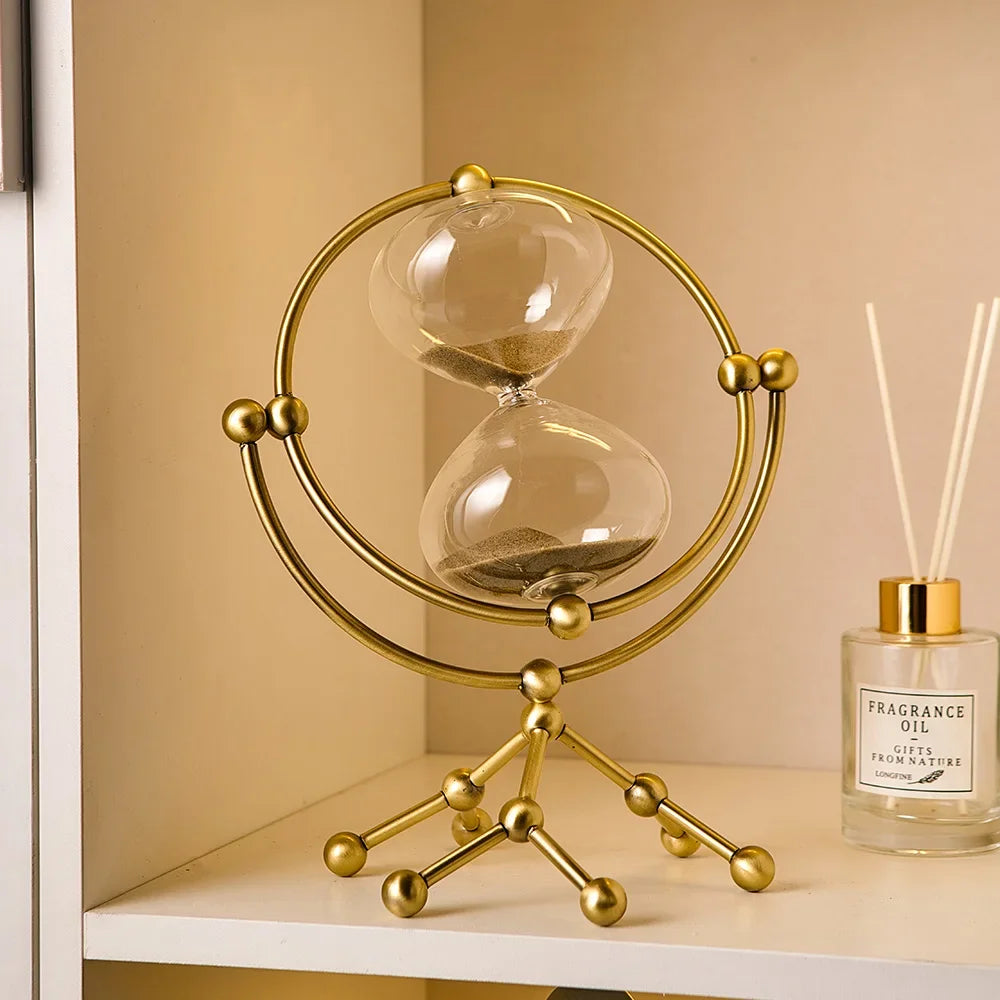 Creative Metal Backet Hourglass Luxury Interior Decoração Ornamentos