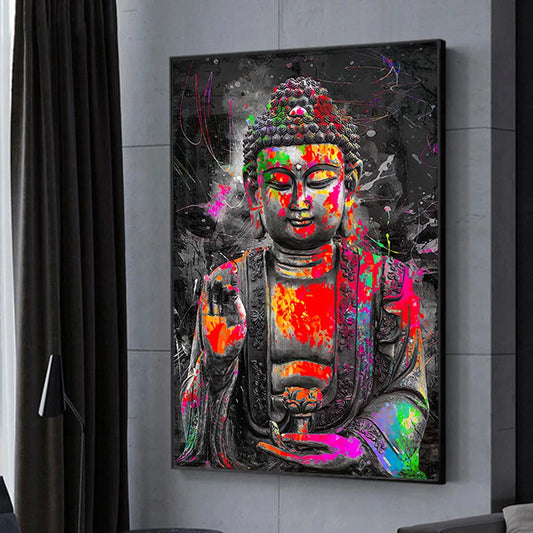 Buda Buda Inner Flame Wall Art Canvas Sala de estar Decoración Color Buda Impresión de la cara Estudio Zen Decoración del dormitorio del dormitorio