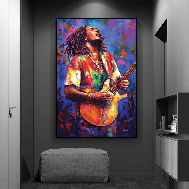 Resumen Bob Marley Canvas Pintura Padre de la música Posques de retratos y estampados Arte de pared Sala de estar Decoración del hogar