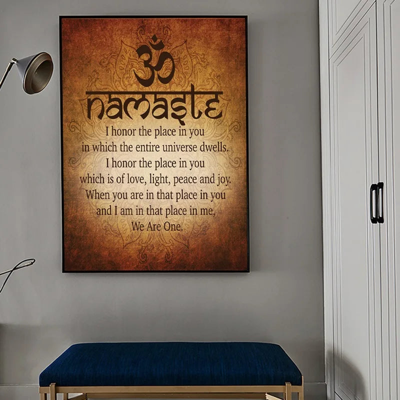 Namaste Buddhist Inspirational Motivational Spiritual Yoga Quote Prints and Posters Canvas Painting Wall Art Pictures Home Decor