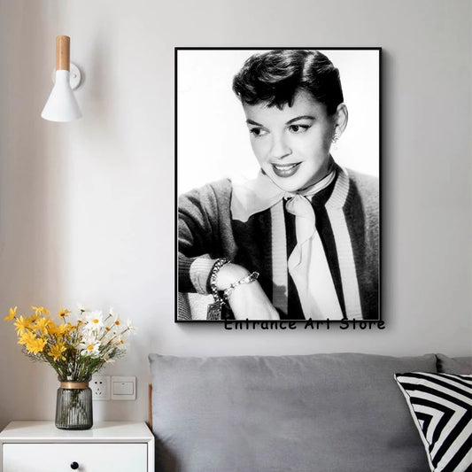 Vintage zwart -witte Judy Garland beroemde filmactrice posters canvas schilderen print wall art picture woonkamer decoratie