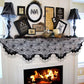 Halloween Bat Table Runner Black Spider Web Lace Tablecloth Fireplace Curtain for Halloween Party Home Decoration Horror Props