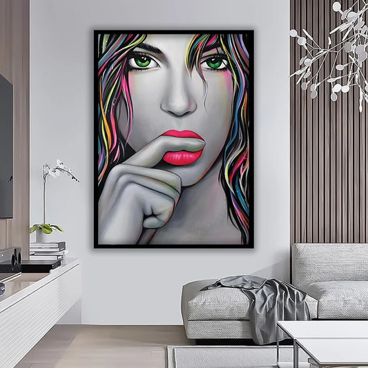 Sexy Graffiti Women Art Poster Print Abstract Pink Lips Portrait Wall Art Picture Canvas Paintings Living Room Home Decoration