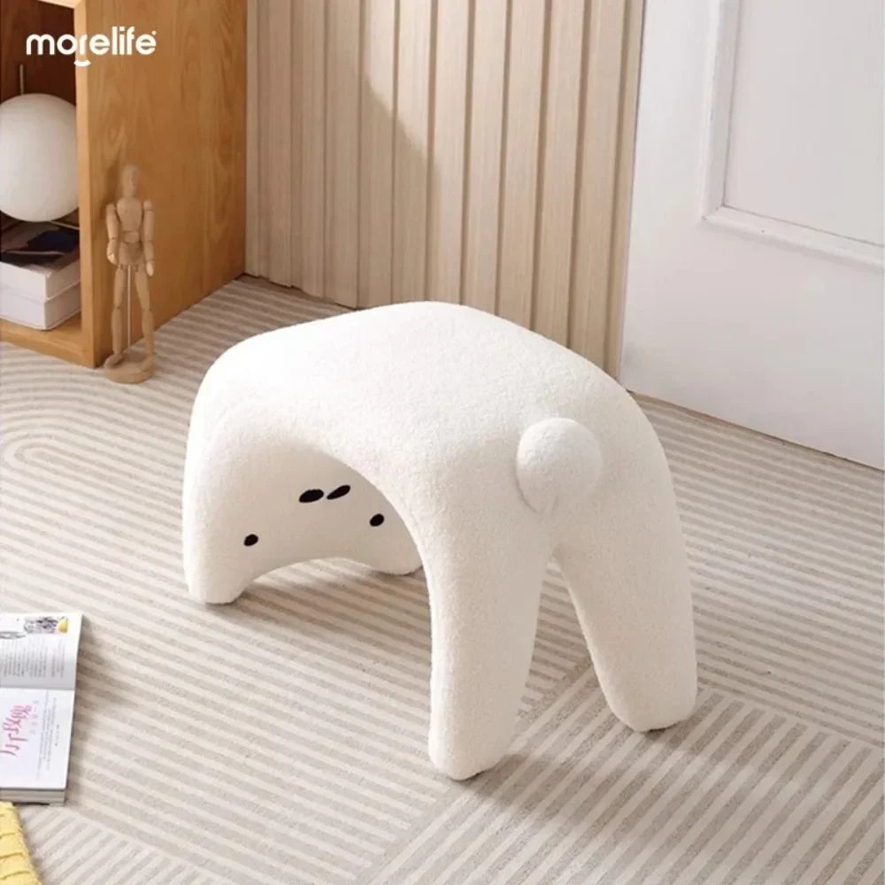 Small Cat Stool Porch Cloakroom Chair Entry Door Light Luxury Cashmere Lamb Fabric Home Entry-home Change Shoe Bench Furniture