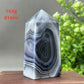 Natural Black Striped Agate Obelisk Polishing Craft Aura Meditation Treatment Witchcraft Altar Wand Home Decoration Ornaments