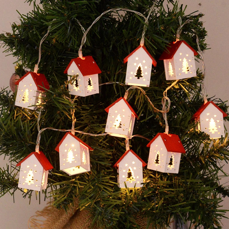 1.5m Christmas Mini House Lights Fairy Lamp String Christmas Home Party Tree Decor Supply Outdoor Garden Patio Light Decorations