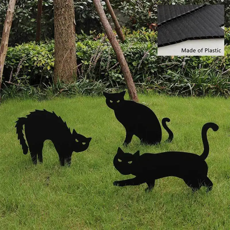 Halloween Decorations Creative Black Cat Garden Silhouette Halloween Ornaments Cat Stakes Yard Sign Courtyard Lawn Scary Decor