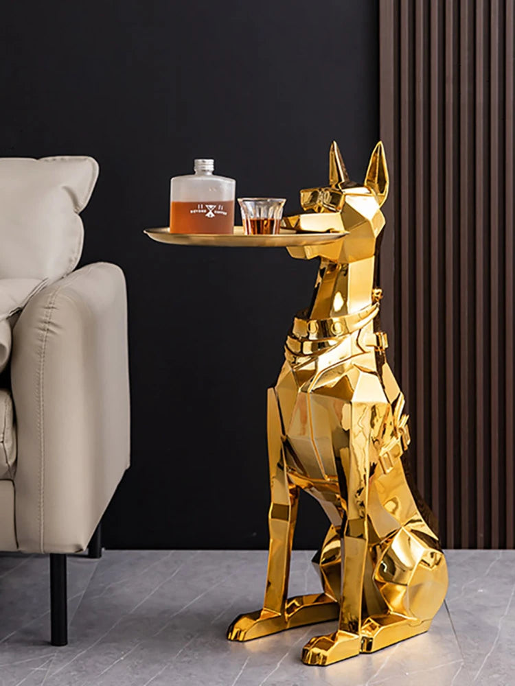 Home Decor Doberman Dog Sculpture Decoration Modern Style Living Room Large Floor Dog Statue Tray Storage Ornament Decoration