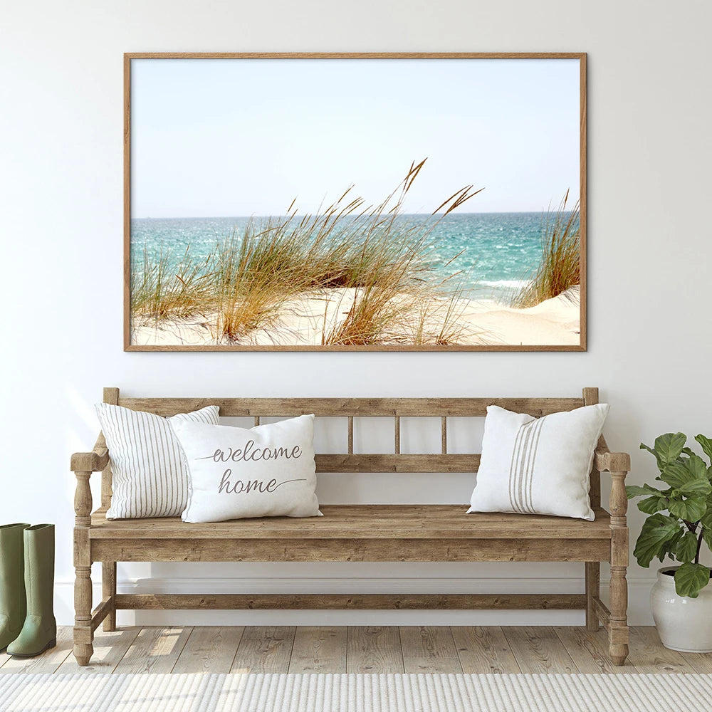 Strand natuur landschap foto canvas print muur kunst poster zon zee planten ontspannen foto voor woonkamer huis huisdecor cuadros