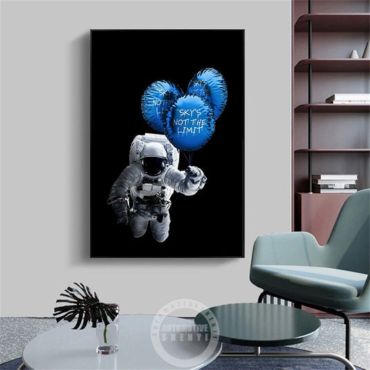 Sky's Not The Limit Art Posters Astronaut Abstract Graffiti Prints Canvas Painting Picture for Living Kids Room Home Decoratie