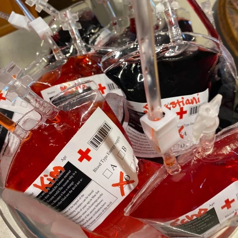 400ml Halloween Blood Bags Alcohol Juice Drinking Bag Halloween Birthday Party Decoration Vampire Cosplay Supplies Horror Props