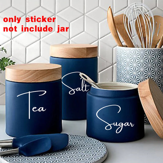 NO JARS 8PCS Organização de cozinha Jar Rótulos de gabinete adesivo Decal