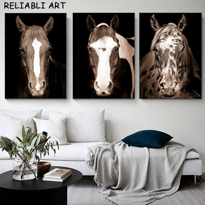 Modern Animal Horse Portrait Canvas Pinting Poster y estampados Imágenes de arte de pared para sala de estar Decoración del hogar sin marco