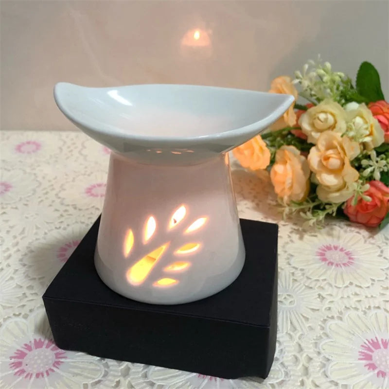 Ceramic Aroma Burner Essential Oil Lamps Hollowing Candle Holder Incense Censer