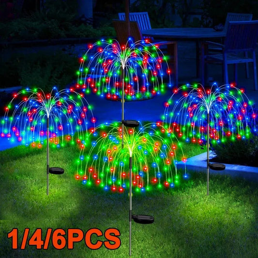 LED Solar Power Lights Firework Garden Decoration Fairy Lights Waterproof Outdoor Dandelion Lawn Lamp For Patio Path