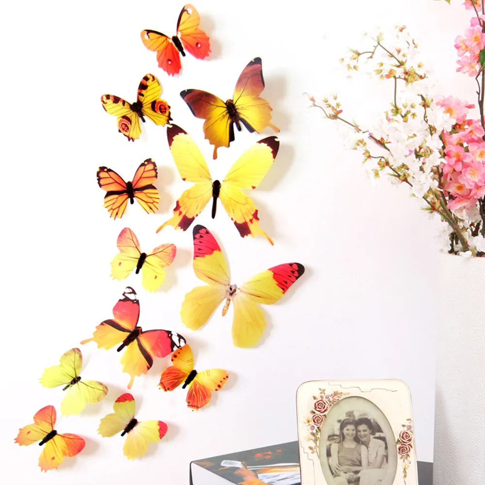 3D Butterfly Wall Stickers Art Decal Home Room DIY Decorations Kids Decor 12PCS home decor Accessories Accesorios De Cocina