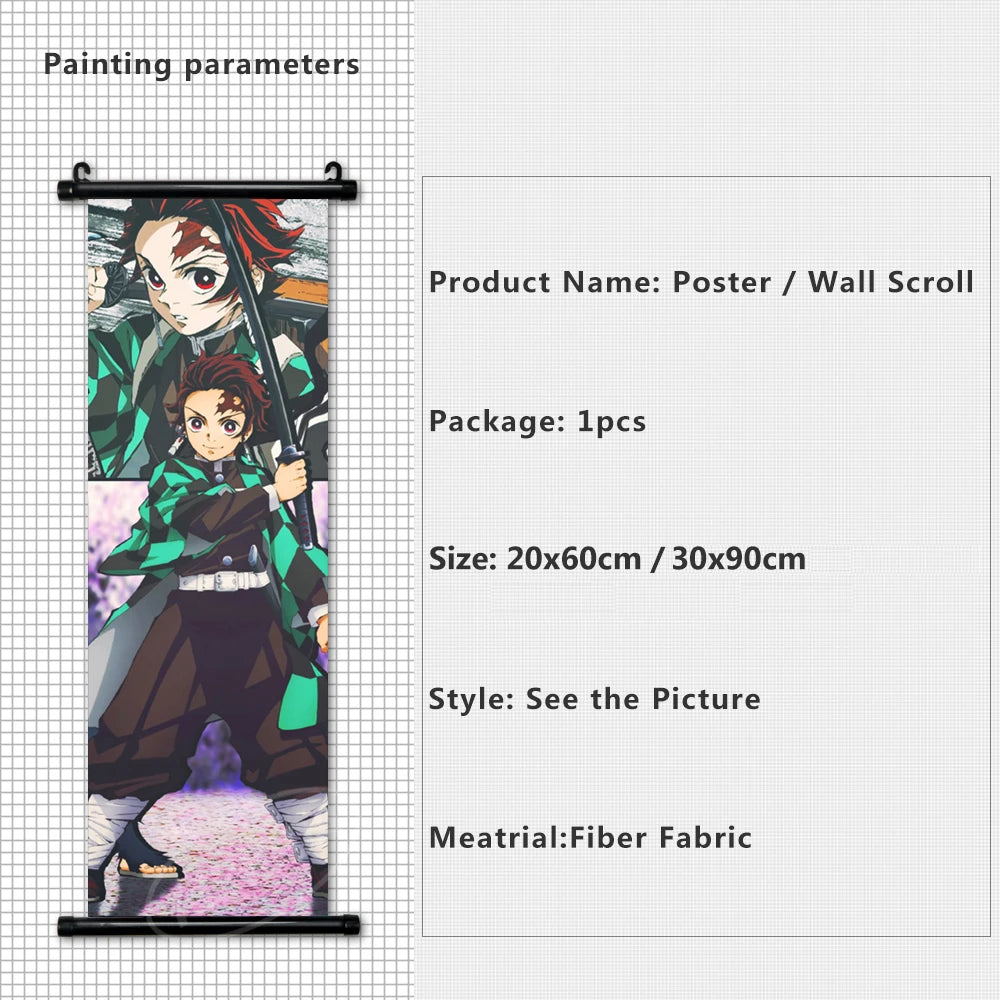 Arte de pared de anime Kimetsu no Yaiba Canvas Fotografías de pintura moderna Coster Demon Slayer de plástico Decoración del hogar colgante