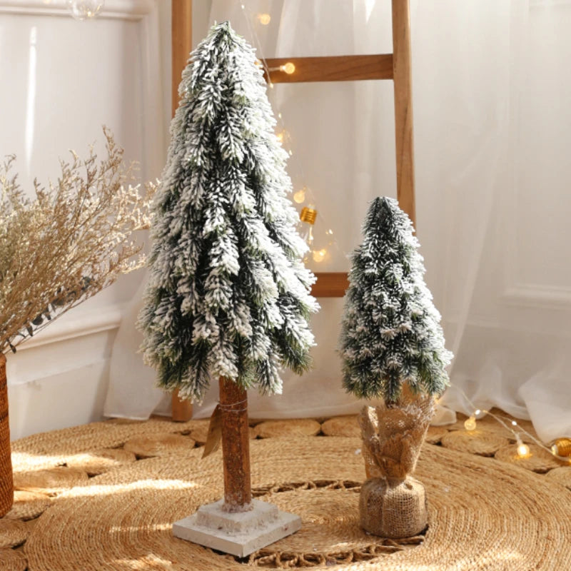 Mini Christmas Tree Artificial Snow Simulation Frost Pine Tree Desktop Decorative Supply Christmas Ornaments Decoration Gift