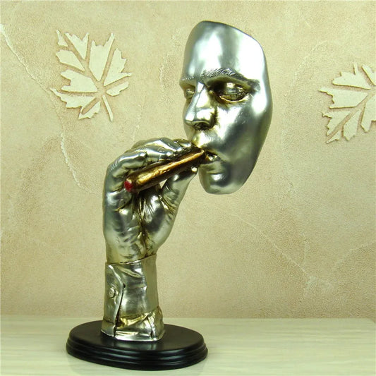 Abstract sigaro fumante scultura resina uomo figura busto ritratto decorazione ornamento artigianato per arte regalo di business collezione da collezione