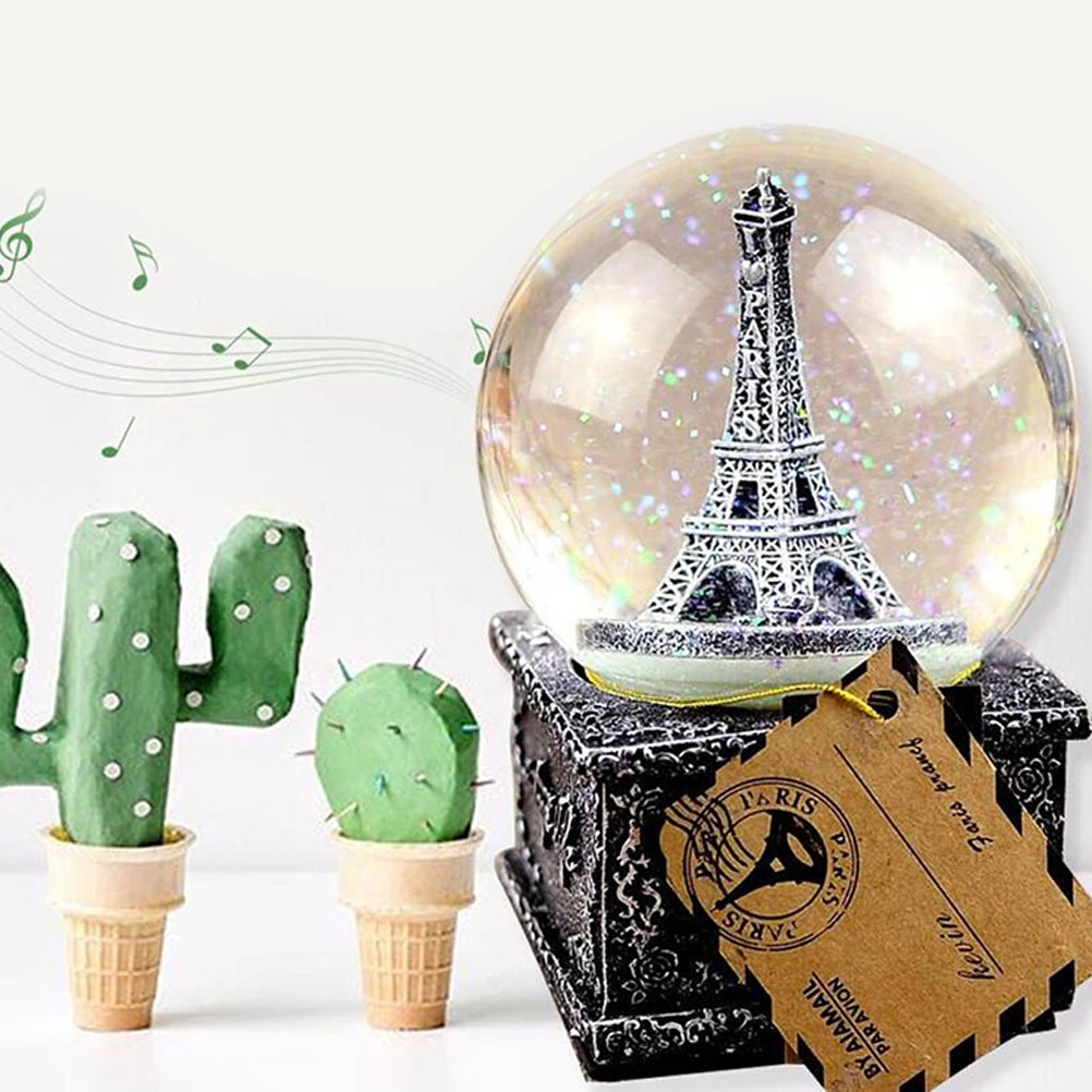 Globe Snow Musicalcrystalbox Tower Eiffel Christmas Snowflake Paris Water Led Vintage Birthday Lights Singing Lantern